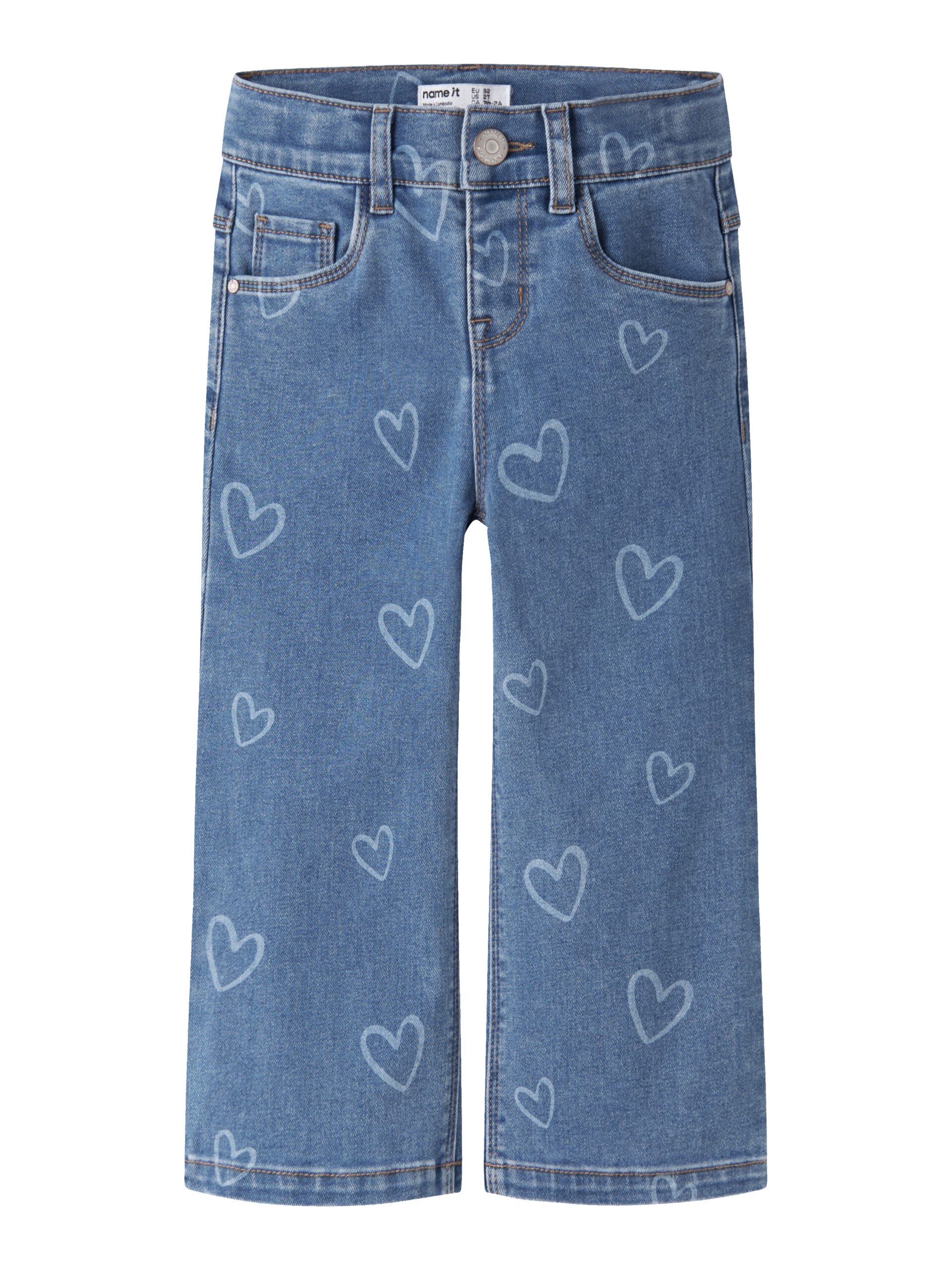 Name It Rose Wide Jeans Medium Blue Denim Heart 92 Cm