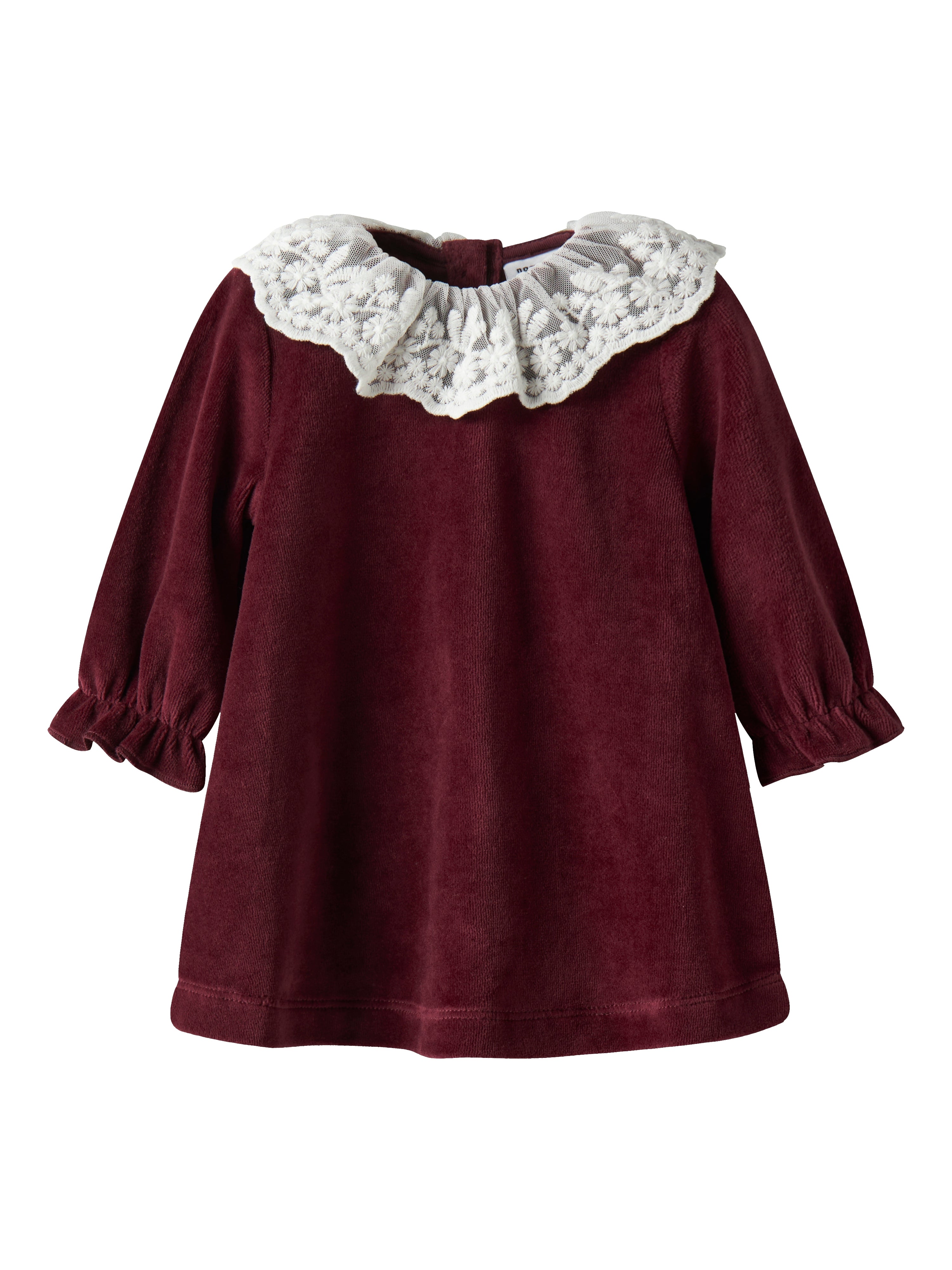 Name It Roxy Ls Vel Dress Burgundy 50 Cm