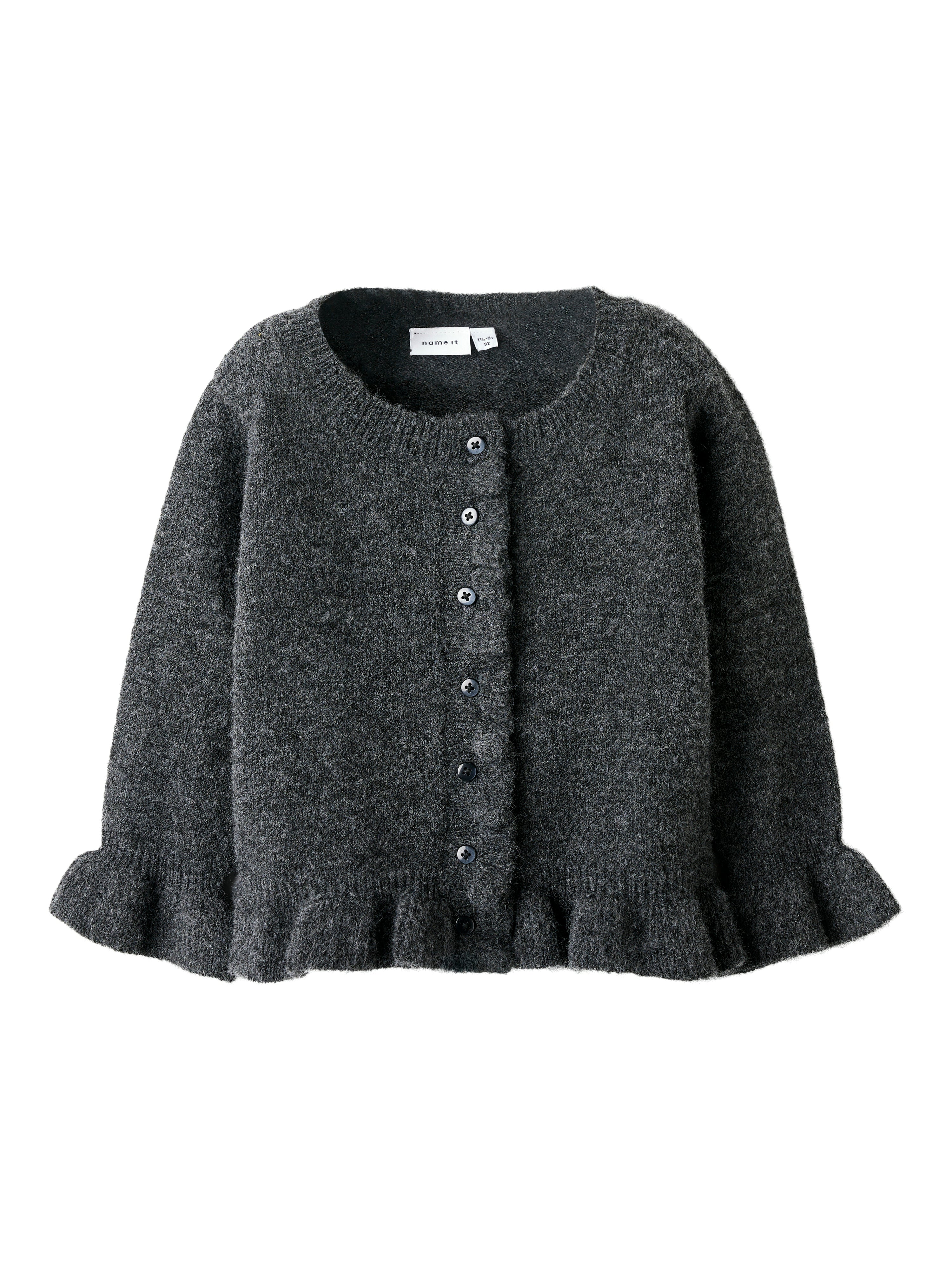 Name It Supia Ls Knit Cardigan Dark Grey Melange 92 Cm