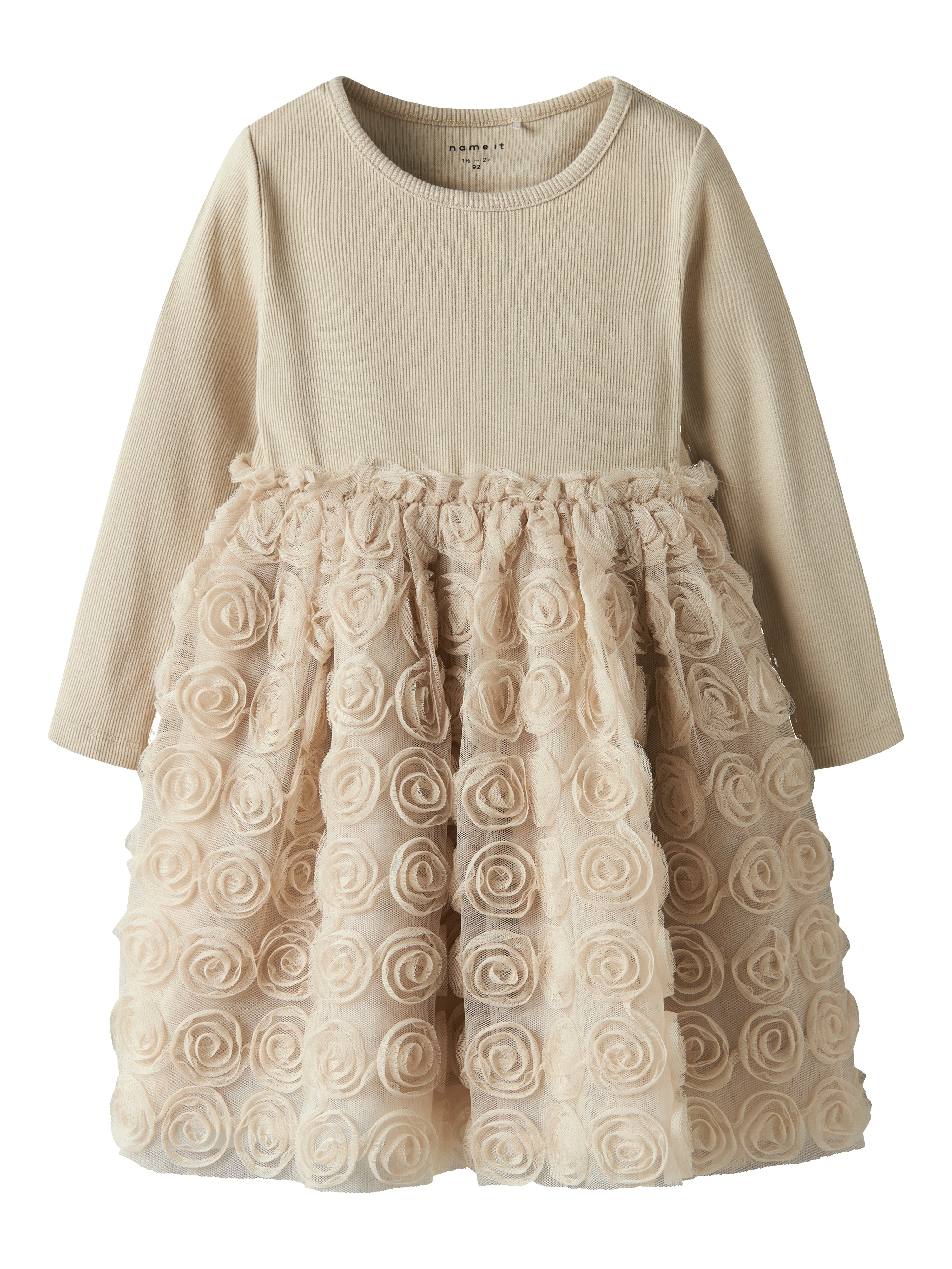 Name It Sykia Tulle Ls Dress Cement 92 Cm