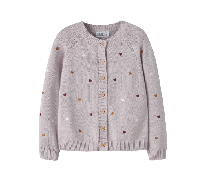 Name It Teart Ls Knit Cardigan Lilac Marble 92 Cm