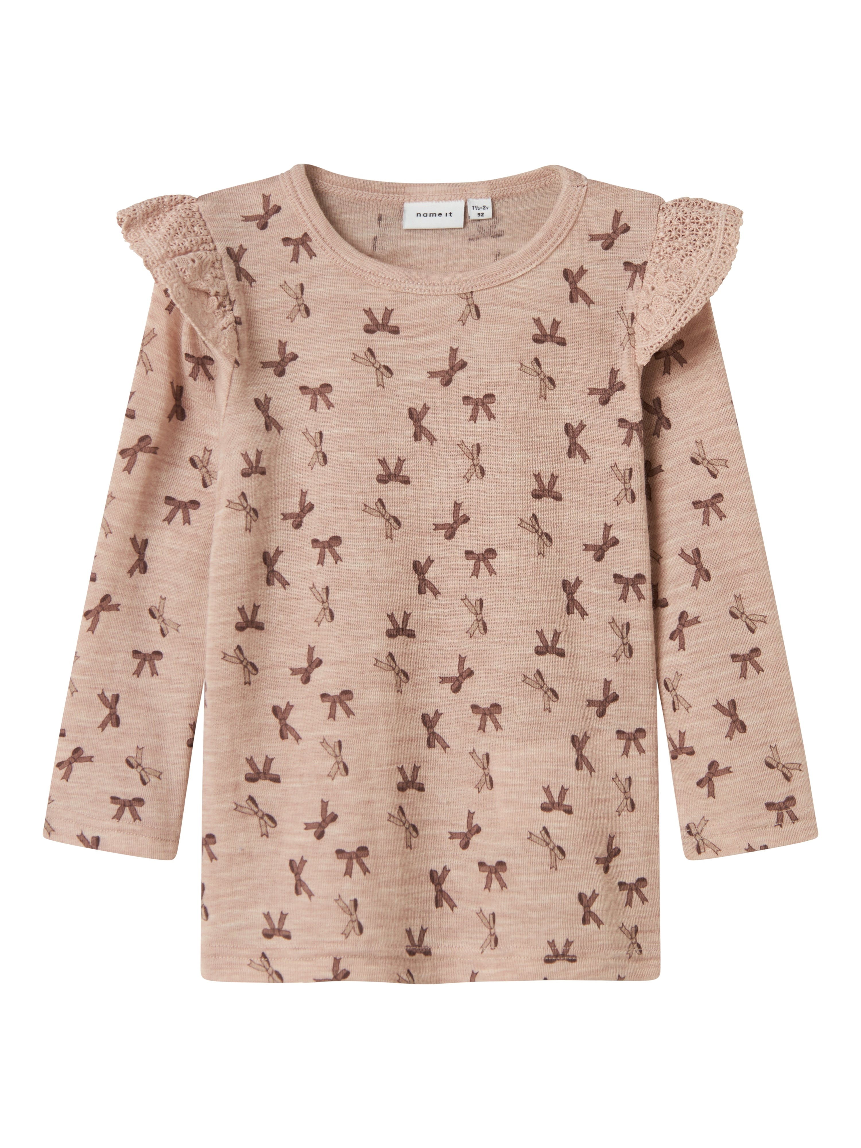 Name It Wang Wool Rib Ls Top Shadow Gray Bow 92 Cm