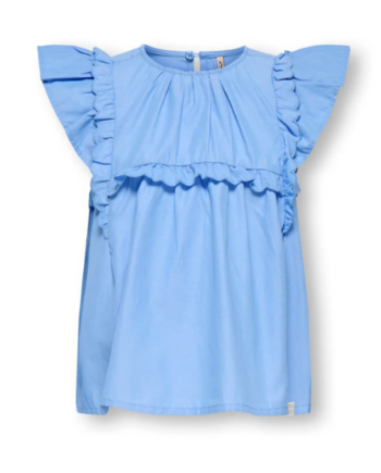 Only Mini Clare Ss Ruffle Top Cornflower Blue 92 Cm