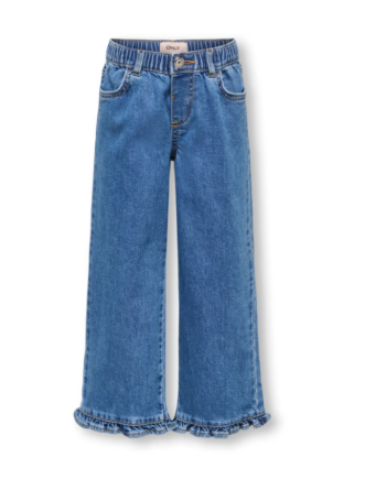 Only Mini Enna Wide Frill Denim Jeans  Medium Blue Denim 92 Cm