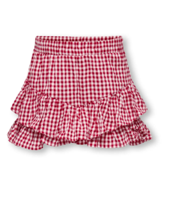 Only Mini Fina Cerise Frill Skort Barbados Cherry Check 92 Cm