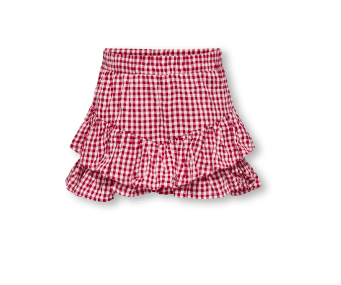 Only Mini Fina Cerise Frill Skort Barbados Cherry Check 92 Cm