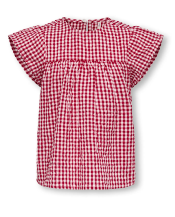 Only Mini Fina Cerise Ss Top Barbados Cherry Check 92 Cm