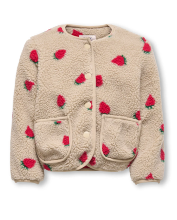 Only Mini Hoky     Teddy Jacket Silver Mink Strawberry Lining Barbados Cherry 92 Cm