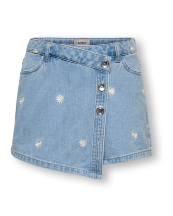 Only Mini Lesly Daisy Denim Skort Light Blue Denim 92 Cm