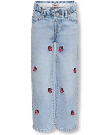 Only Mini Luna Berry Paperbag Wide Jeans Light Blue Denim 92 Cm