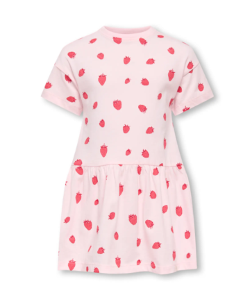 Only Mini Maiken Life Ss Dress Barely Pink Strawberry 92 Cm