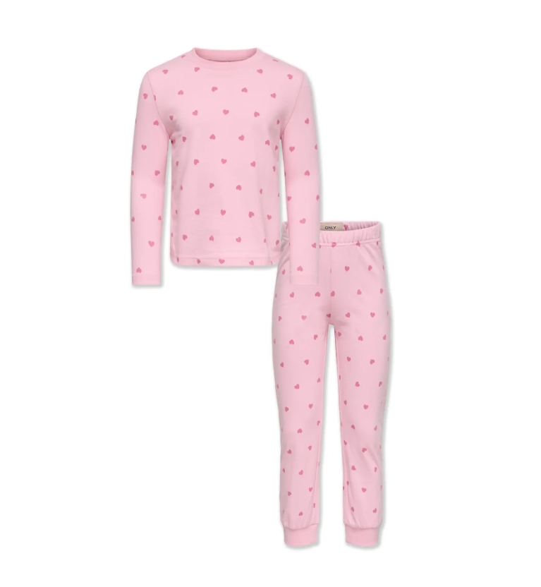 Only Mini Rila Nightwear Romance Rose Pant Aop Heart Cashmere Rose 92 Cm