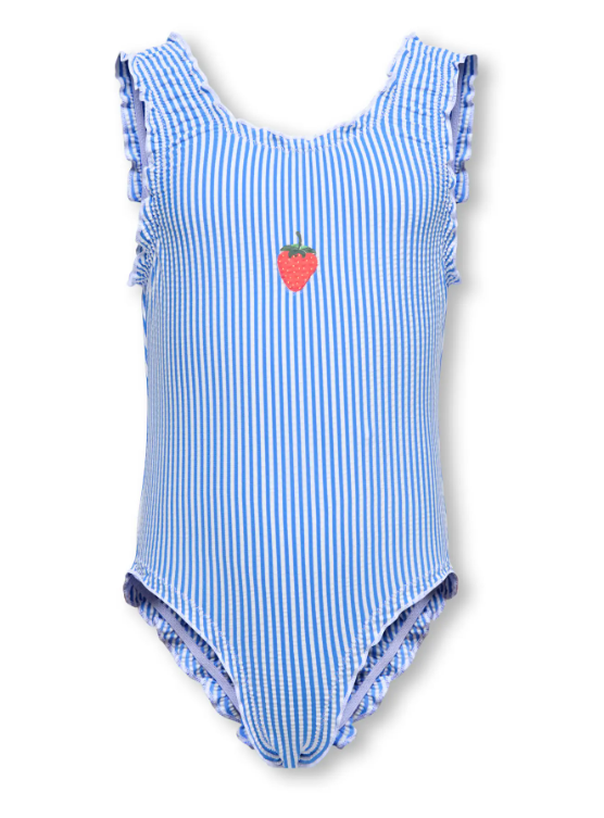 Only Mini Sun Structure Swimsuit Ultramarine Cloud Dancer Emb Strawberry 92 Cm
