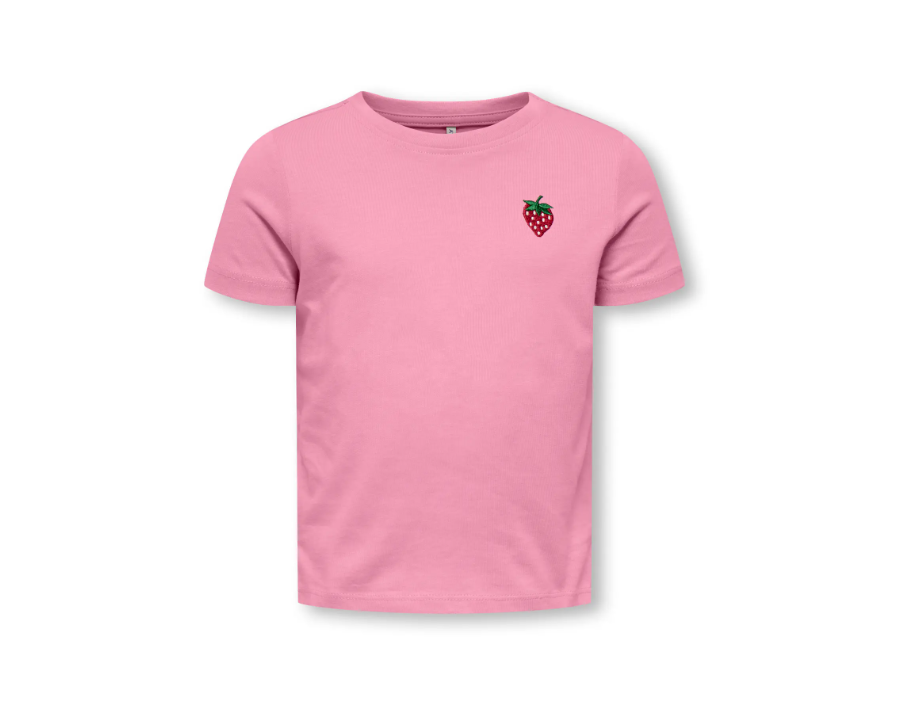Only Mini Vega Life Ss Emb Tee Cashmere Rose Emb Strawberry 92 Cm