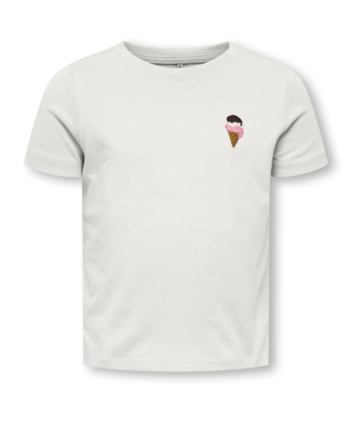 Only Mini Vega Life Ss Emb Tee Cloud Dancer Emb Ice Cream 92 Cm