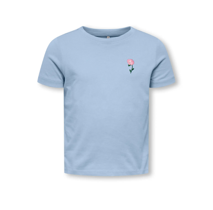 Only Mini Vega Life Ss Emb Tee Soft Chambray Emb  Flower 92 Cm