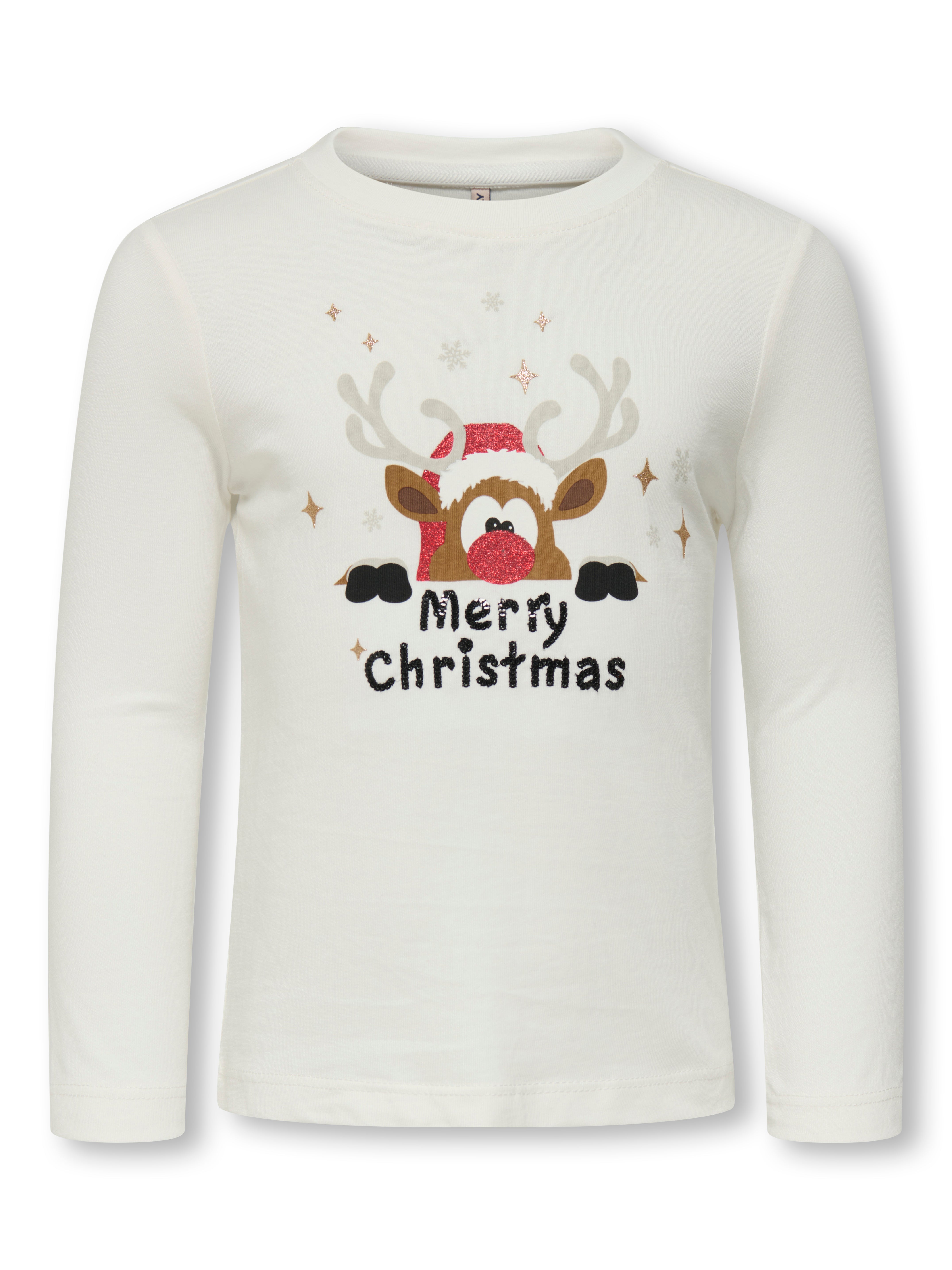 Only Mini Xmas Life Yrsa Christmas Top Cloud Dancer 92 Cm