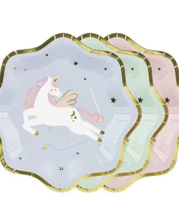 Partydeco Tallerkener Enhjørning Pastel   Pak