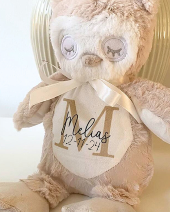 Personlig Bamse   Brunt   Beige Bogstav    Ugle Navn