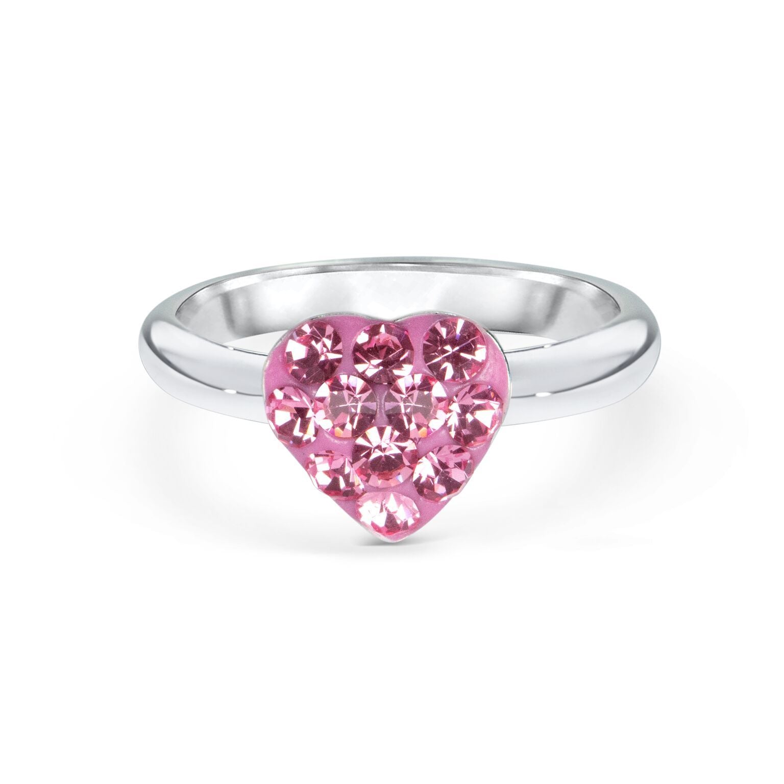 Pink Hjerte Ring   Sølv