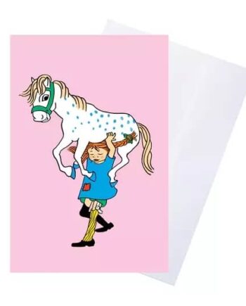 Pippi Langstrømpe Fødselsdagskort Pink