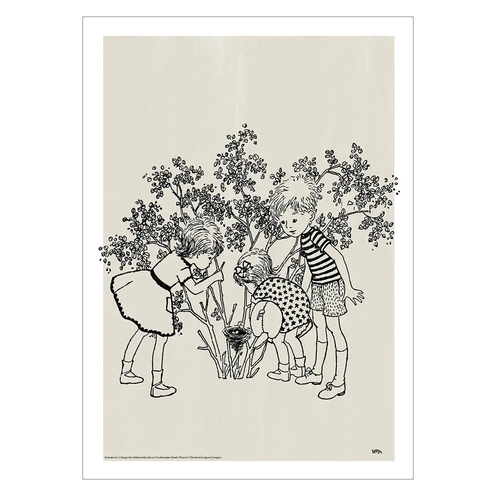 Plakat Astrid Lindgren Lotta Fugle Rede 50x70