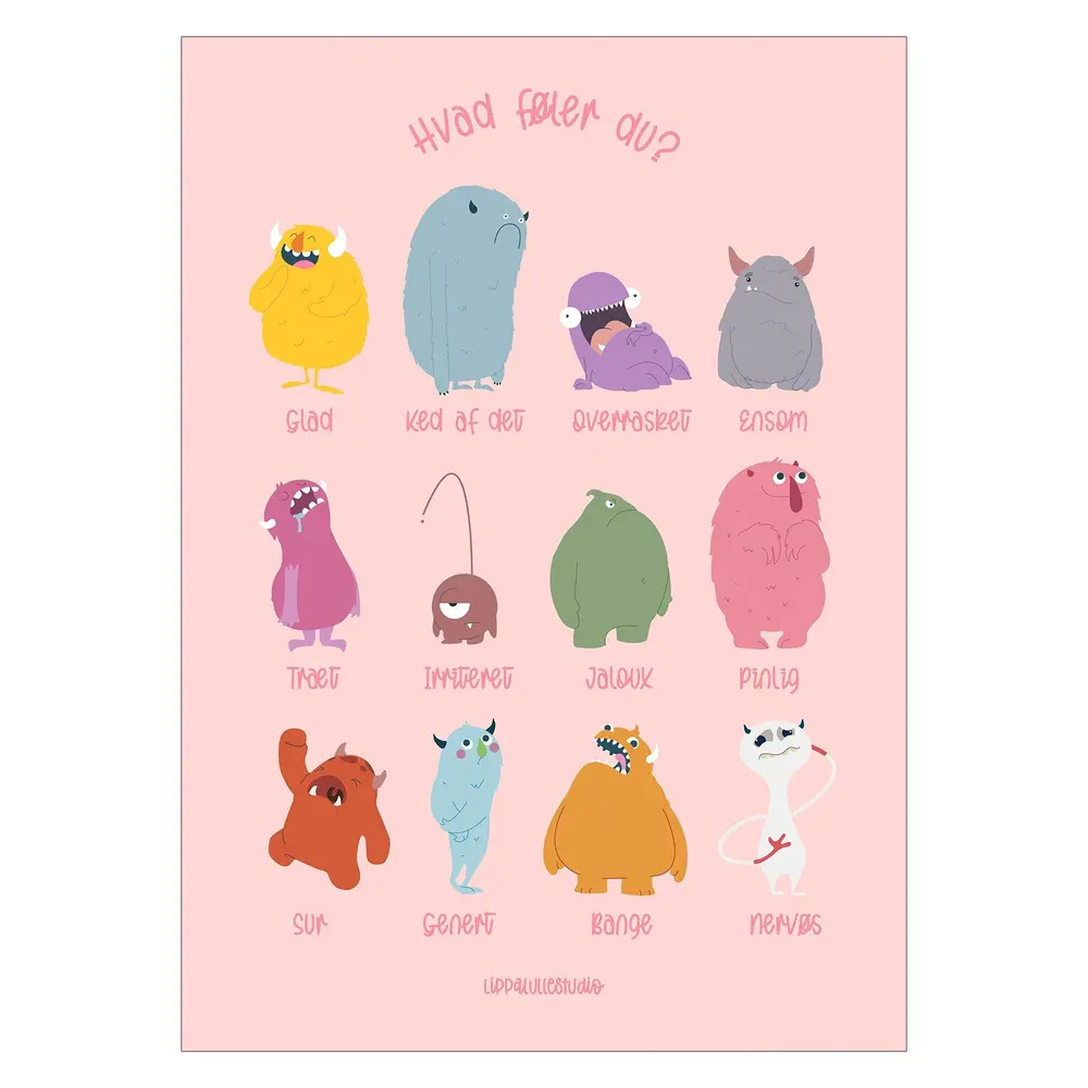 Plakat De Tolv Følelser Pink 50x70