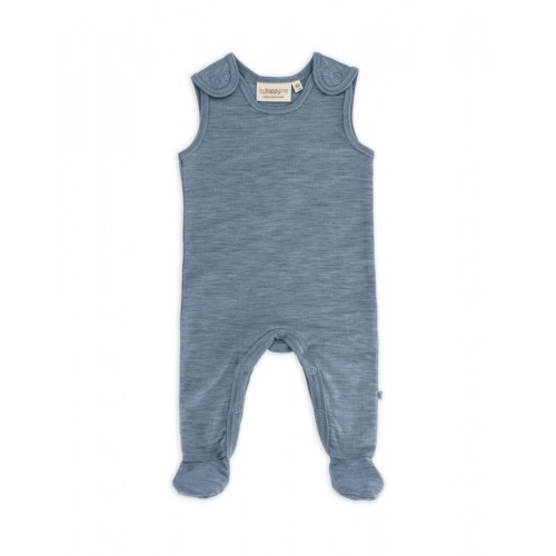 Retro Sparkedragt Med Fod Og Trykknapper På Indersiden Af Benene Til Baby    100  økologisk Merino Uld Blue Melange 56