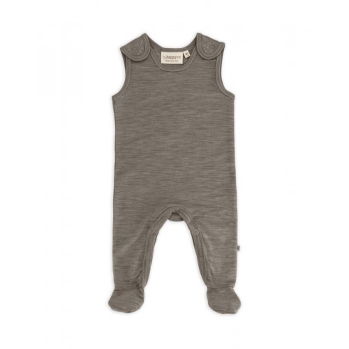 Retro Sparkedragt Med Fod Og Trykknapper På Indersiden Af Benene Til Baby    100  økologisk Merino Uld Light Brown Melange 56