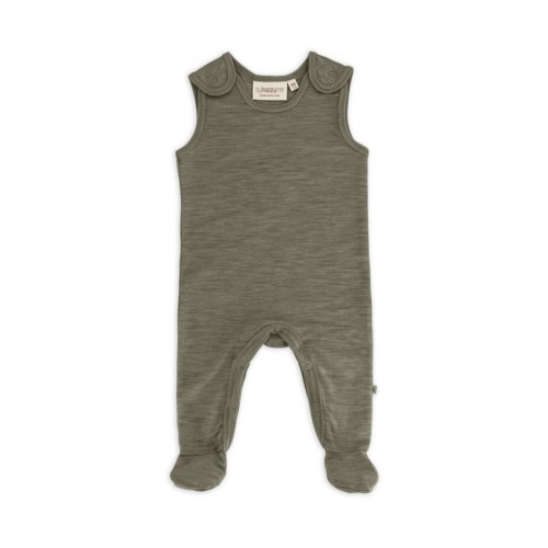 Retro Sparkedragt Med Fod Og Trykknapper På Indersiden Af Benene Til Baby    100  økologisk Merino Uld Moss Melange 56