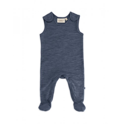 Retro Sparkedragt Med Fod Og Trykknapper På Indersiden Af Benene Til Baby    100  økologisk Merino Uld Navy Melange 56