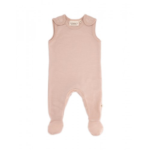 Retro Sparkedragt Med Fod Og Trykknapper På Indersiden Af Benene Til Baby    100  økologisk Merino Uld Rose Melange 62