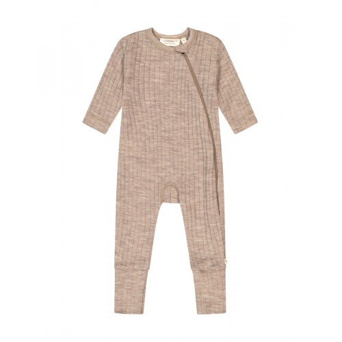 Rib Heldragt Med Lynlås   100  Merino Uld  Oeko-texâ  Beige Melange 56