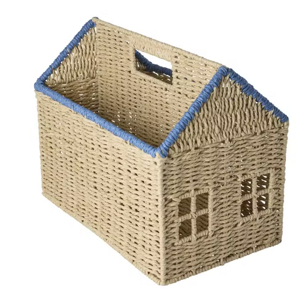Rice Bogholder Rattan Blå