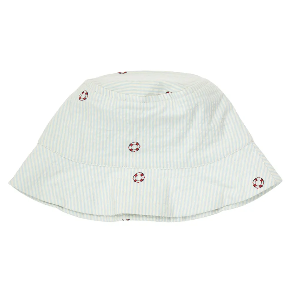 Seersucker Stribede Bøllehat Tofu  Ocean  Mineral Red 92 98