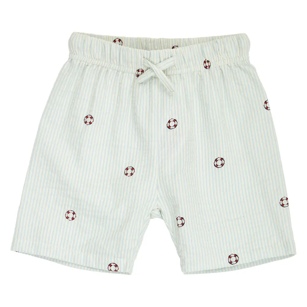 Seersucker Stribede Shorts Tofu  Ocean  Mineral Red 92