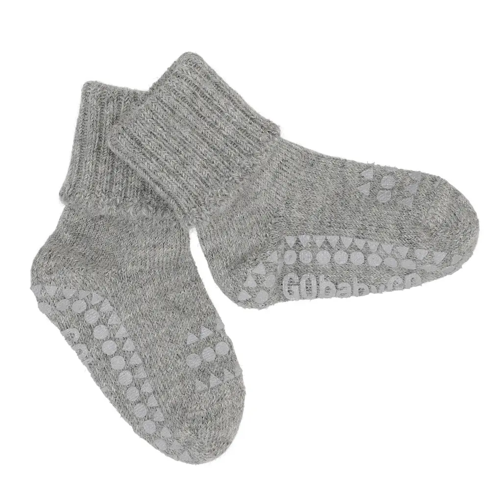 Skridsikre Strømper Alpaca Uld Grey Melange  -12 Mdr