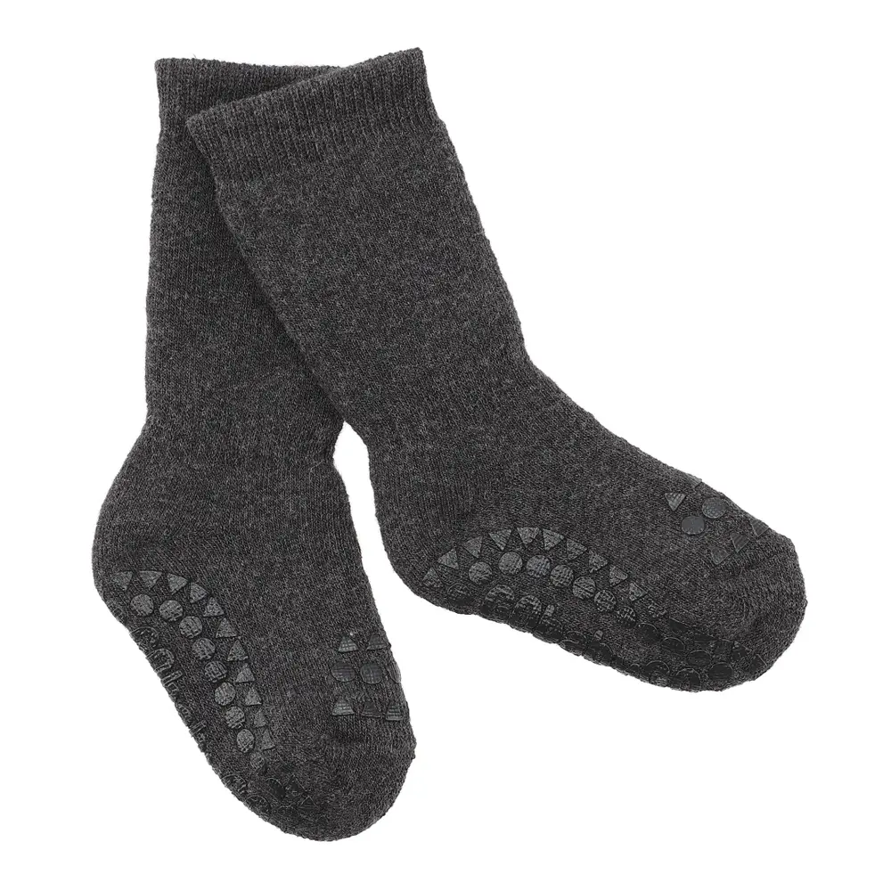 Skridsikre Strømper Terry Bomuld Dark Grey Melange 23 26