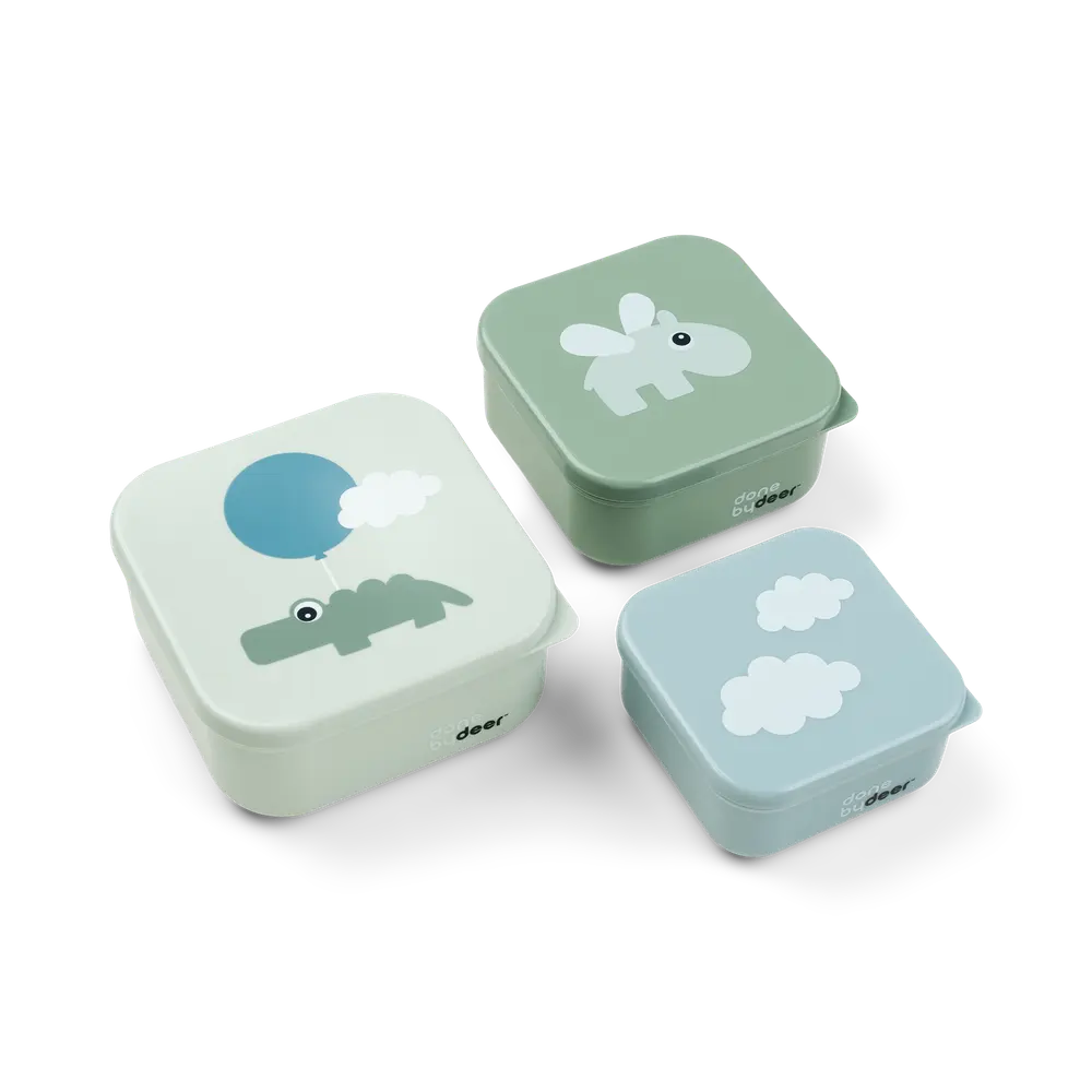 Snack Boks Sæt   Stk Happy Clouds Grøn