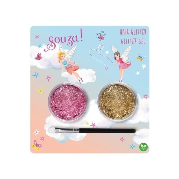 Souza Hår Glitter Pink Og Guld   Pak