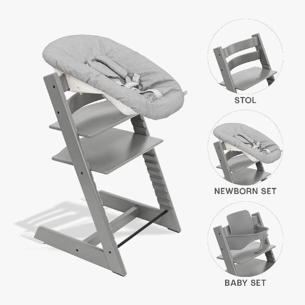 Stokke Tripp Trapp Bundle Højstol  Babyset Og Newborn Storm Grey