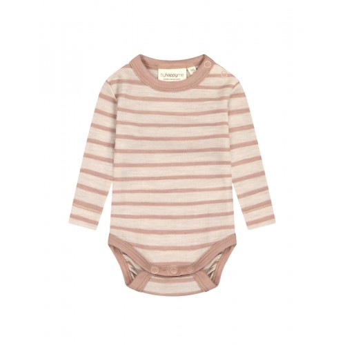 Stribet Body Med Knapper   100  Merino Uld  Oeko-texâ  56 Nature Soft Rose Melange