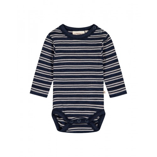 Stribet Body Med Knapper   100  Merino Uld  Oeko-texâ  56 Navy Nature Melange