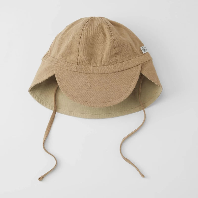 Sun Hat  Reversible  Peanut Brown Sandy Beach   -12m