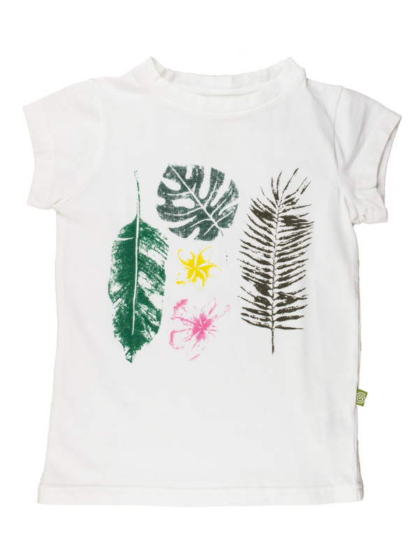 -shirt Med Bladprint Hvid