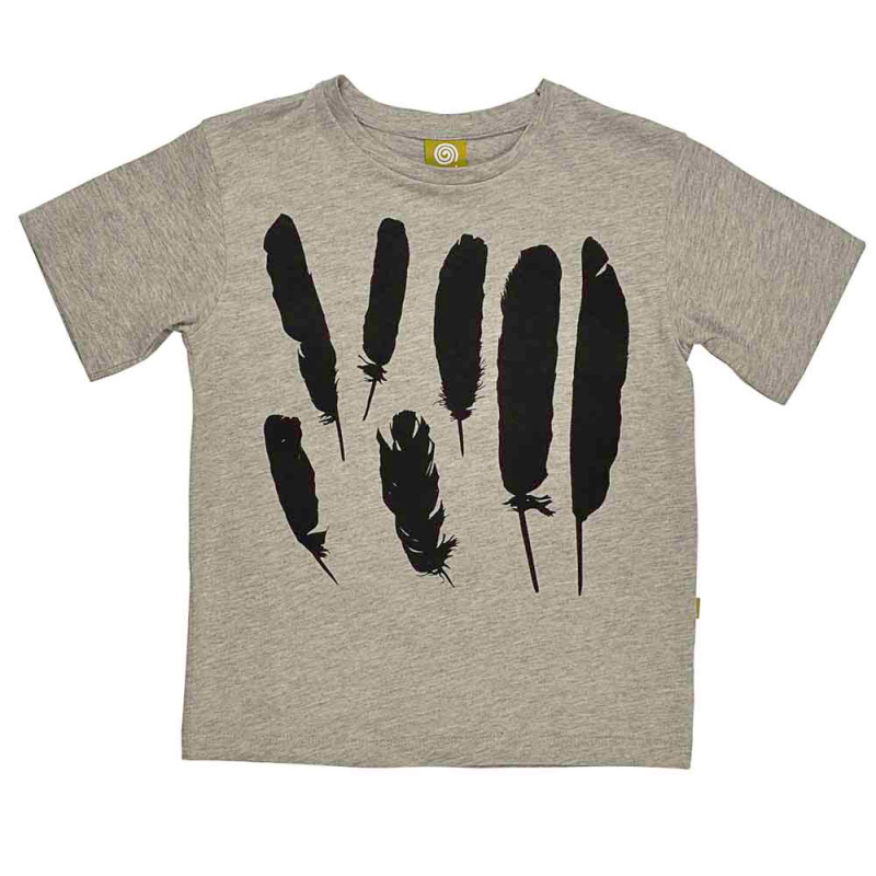 -shirt Med Fjerprint Gråmeleret