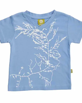 -shirt Med  -hals Oceanblå Med Søgræsprint