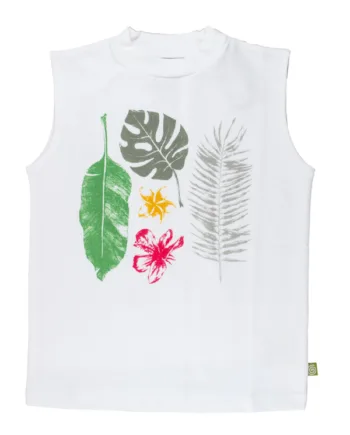 -shirt Uden ærmer Hvid Med Bladprint