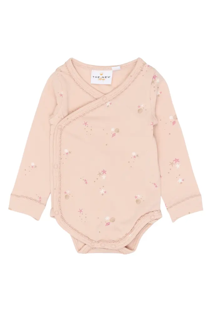 Tova Langærmet Wrap Body Peach Whip Aop 74