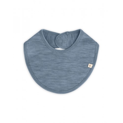 Trekantet Savlesmæk Med Trykknaplukning Til Baby    100  økologisk Merino Uld One Size Blue Melange